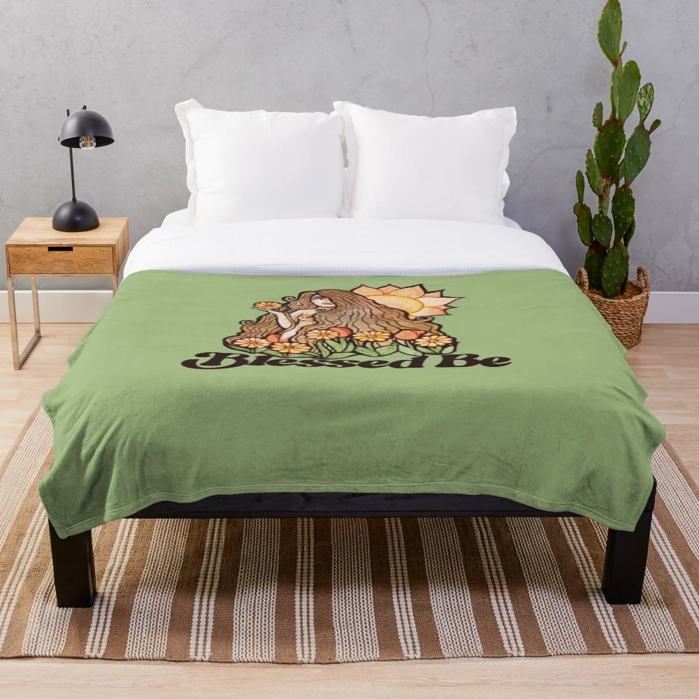 Blessed goddess floral plush blanket