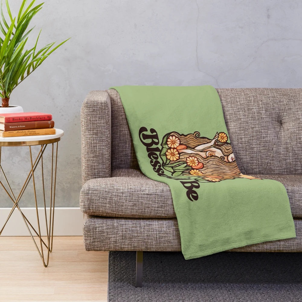 Blessed goddess floral plush blanket
