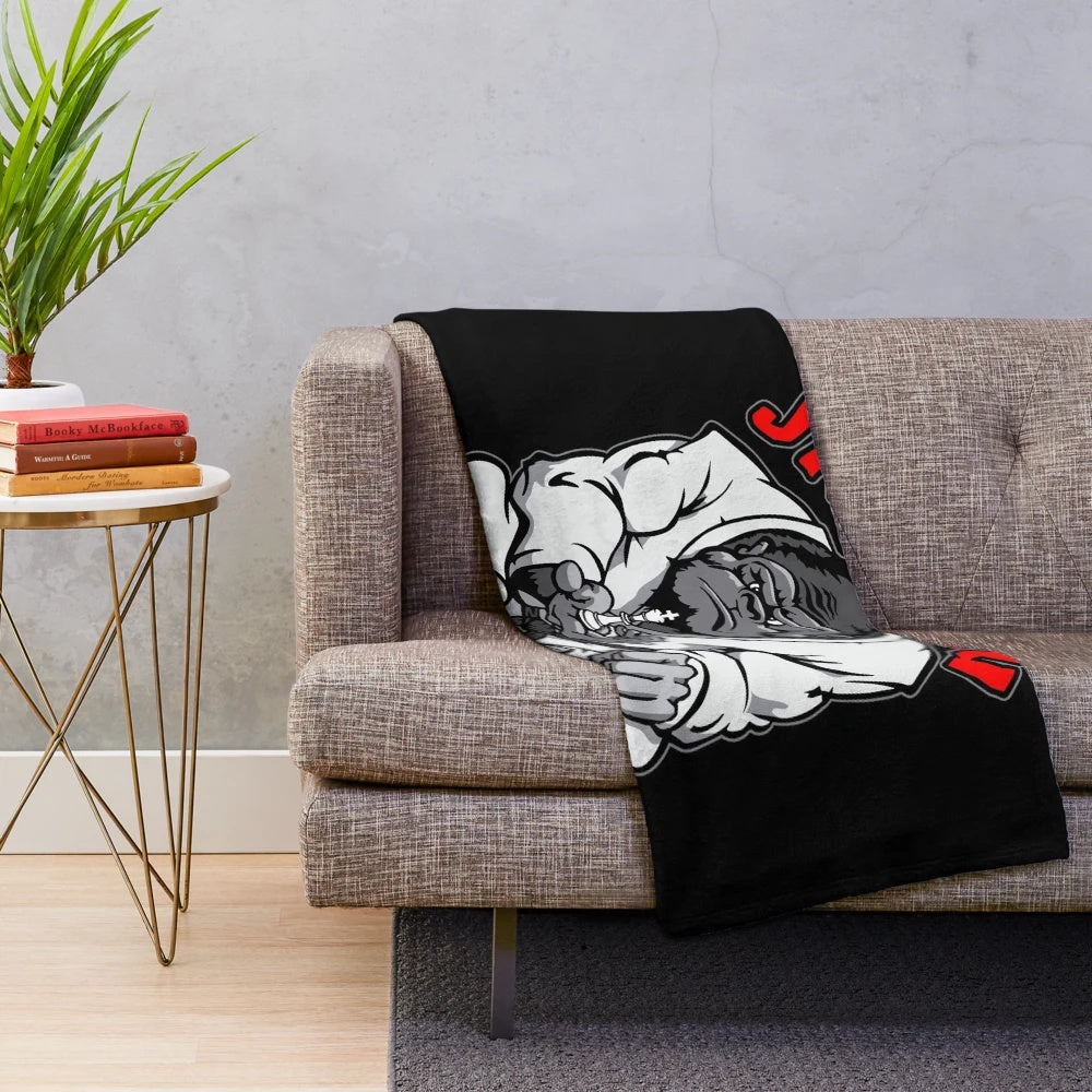 Gorilla plush blanket with Brazilian jiu jitsu, MMA, and grappling design