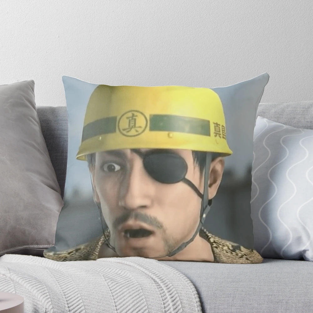 Soft and comfortable Goro Majima-themed pillow, featuring the iconic Yakuza character