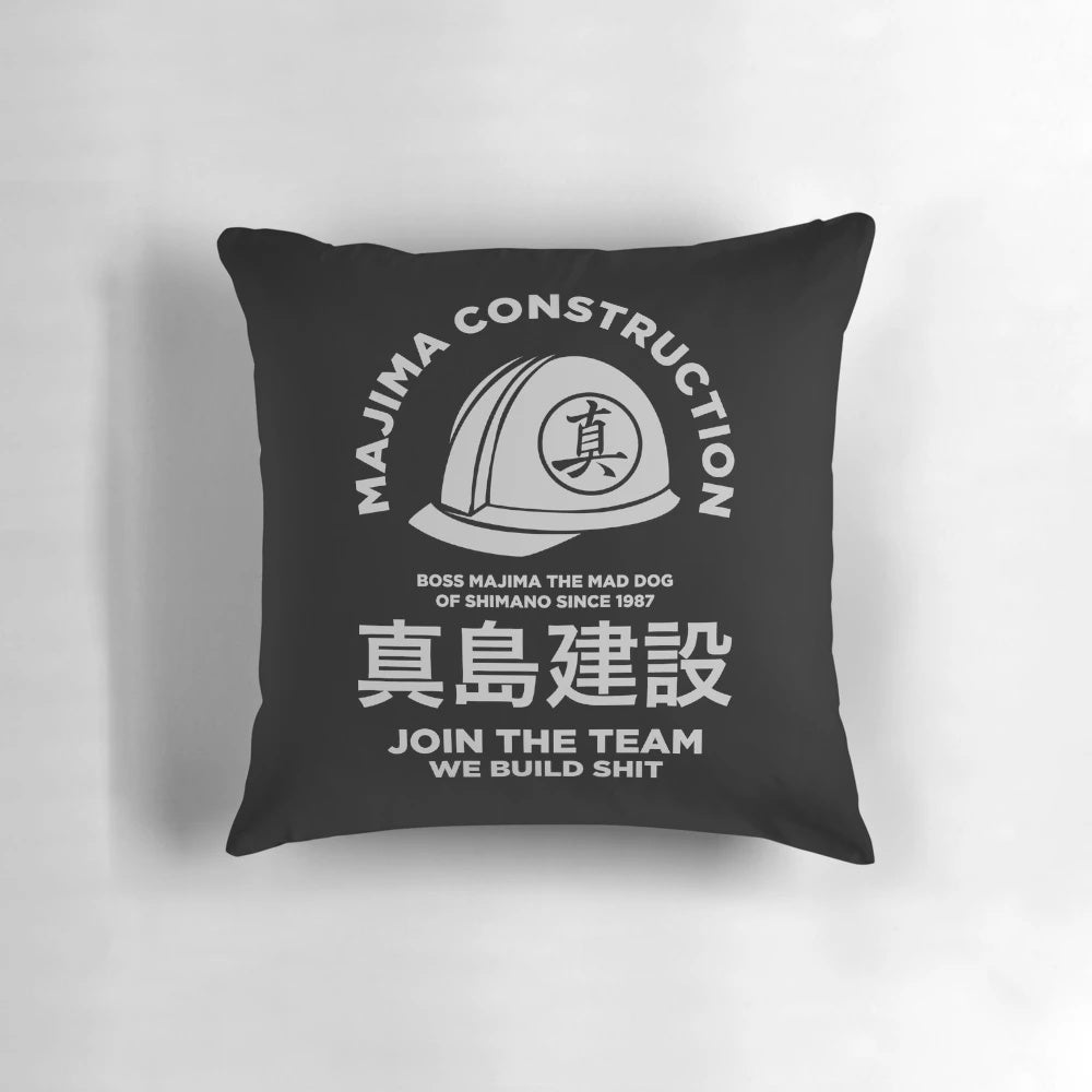 Soft and cuddly Majima Construction Team pillow featuring the iconic Mad Dog of Shimano, Goro Majima
