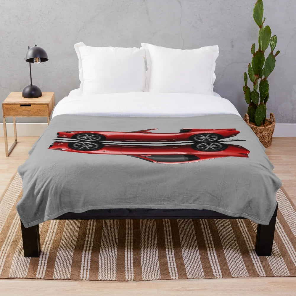 Goseatonio designed plush blanket featuring a Mazda MX-5 Miata RF sports car