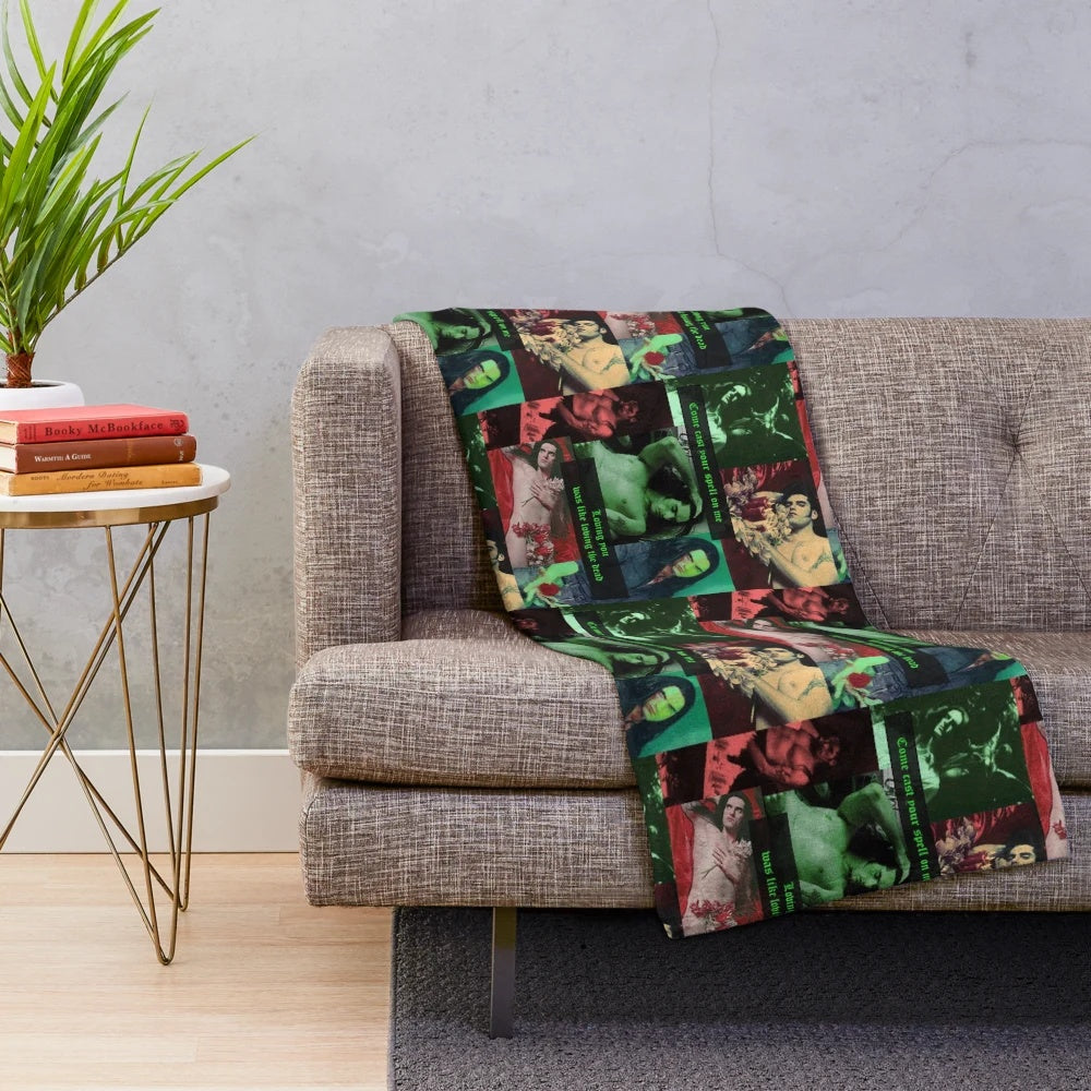 Goth-inspired plush blanket featuring a collage design of Peter Steele