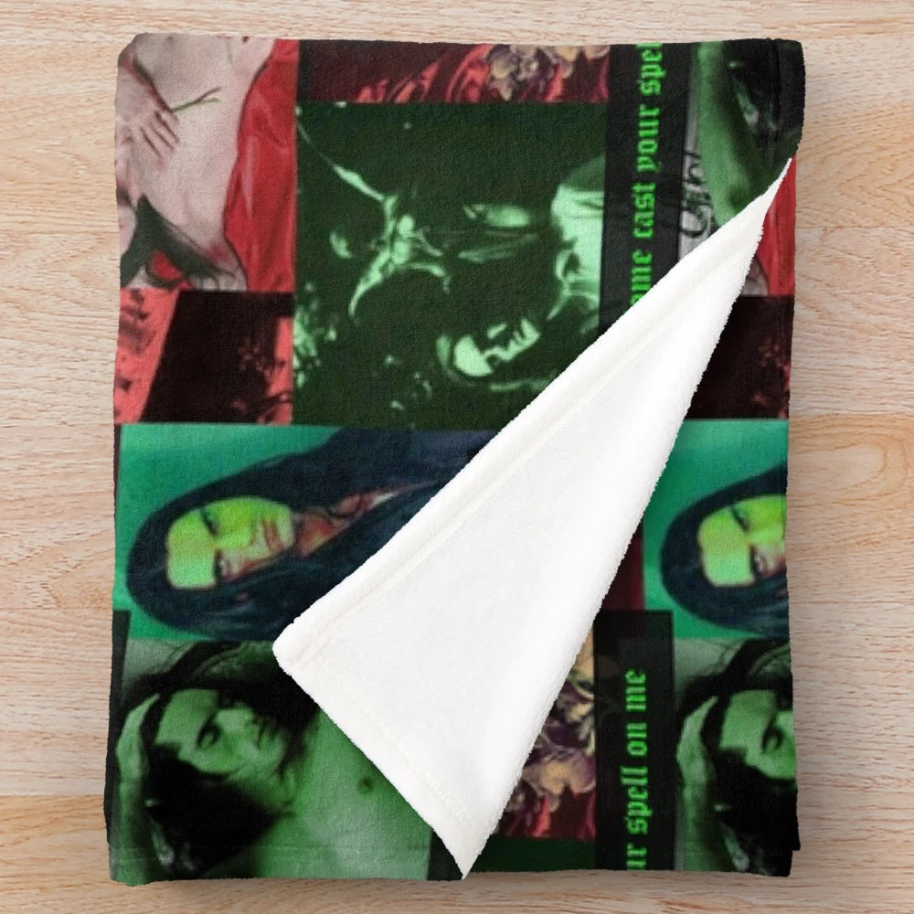 Goth-inspired plush blanket featuring a collage design of Peter Steele