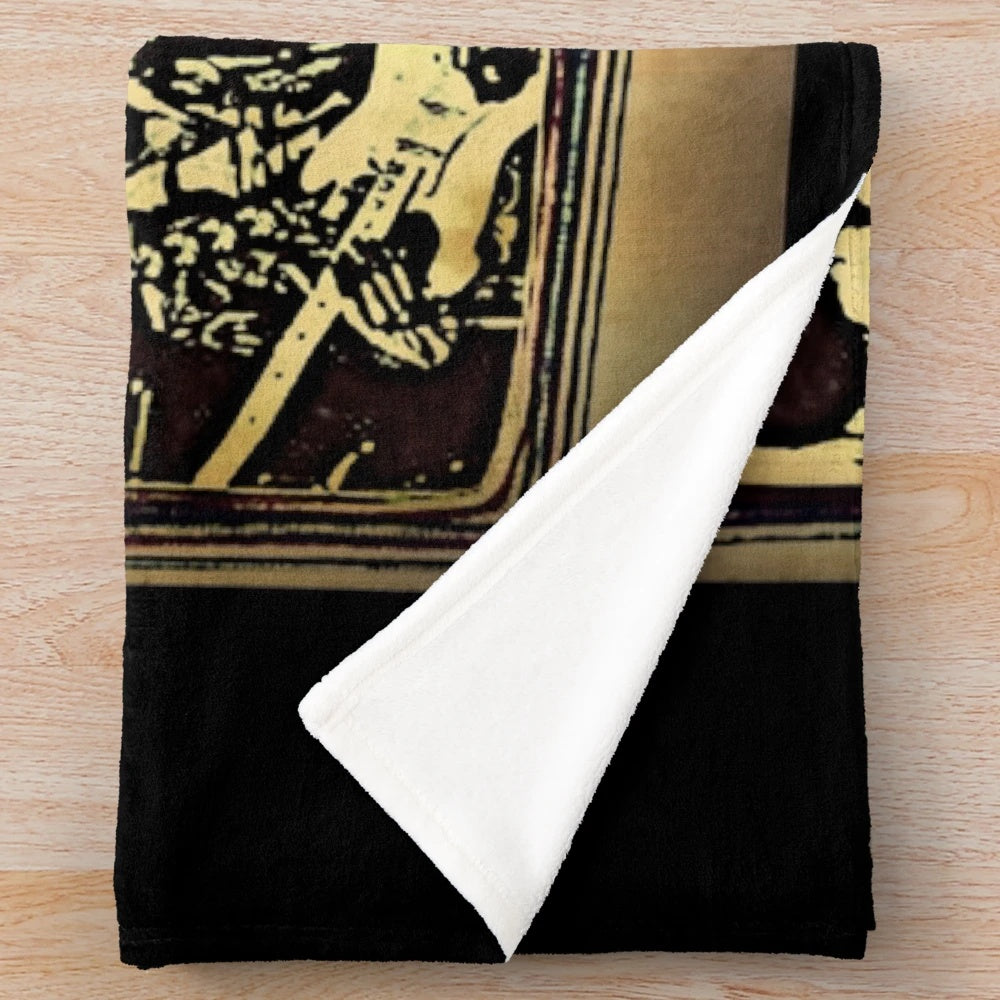 Cozy plush blanket featuring imagery and text inspired by the Southern Death Cult and gothic music of the 1980s