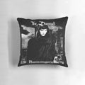 Dark and moody pillow featuring gothic imagery and the iconic logo of the punk band The Damned