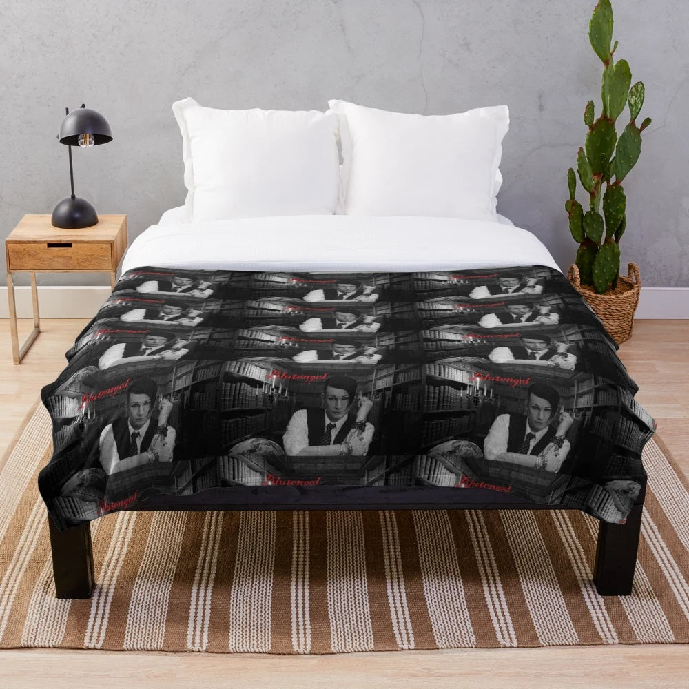 Blutengel-inspired plush blanket with dark, gothic design