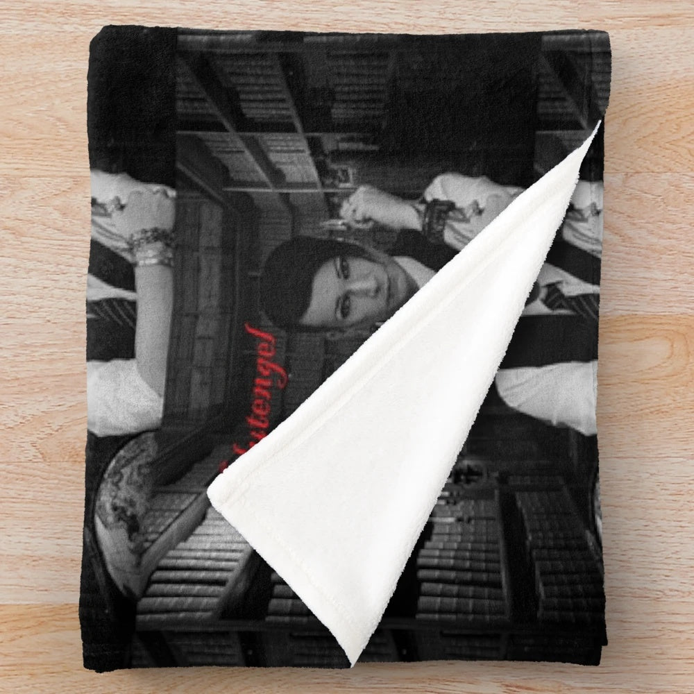 Blutengel-inspired plush blanket with dark, gothic design