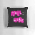 Gothic-themed "Hello There" throw pillow with dark, spooky design