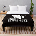 Goth rock band Blutengel inspired plush blanket in black and white