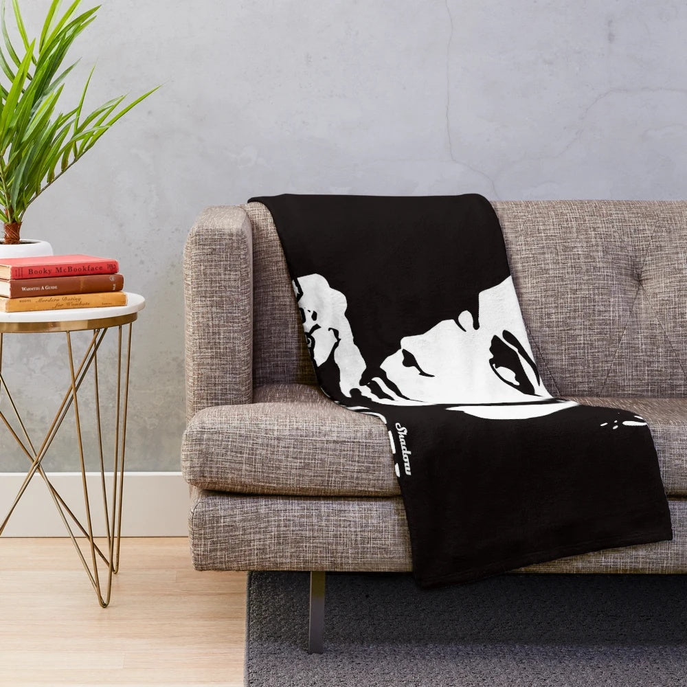 Goth rock band Blutengel inspired plush blanket in black and white