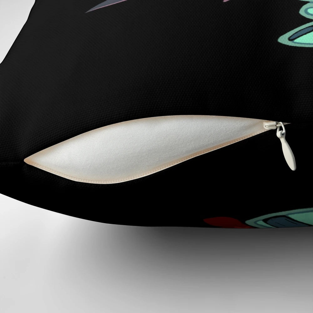 Decorative pillow featuring a cute vampire bat design with the text "Living My Best Life
