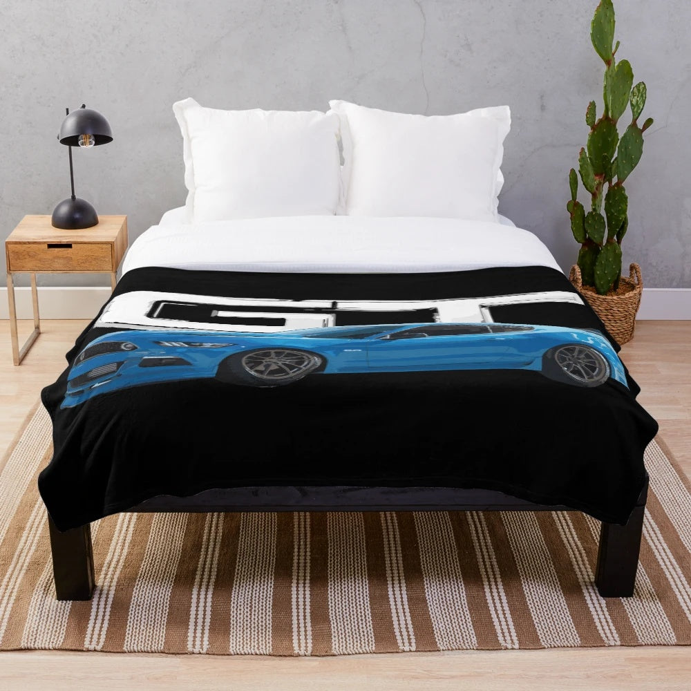 Grabber Blue Ford Mustang GT 5.0L V8 Plush Blanket