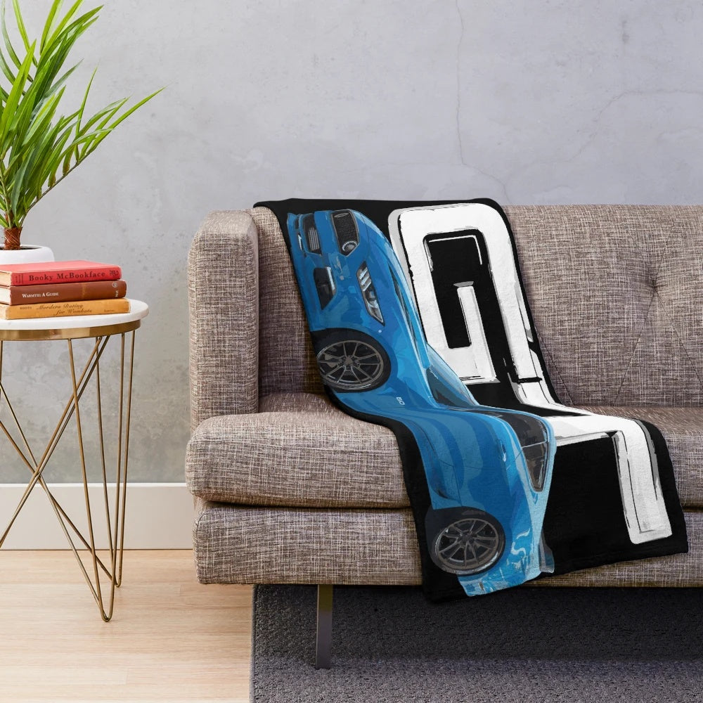 Grabber Blue Ford Mustang GT 5.0L V8 Plush Blanket
