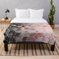 Gradient Cubes Plush Blanket with Artistic Abstract Geometric Design