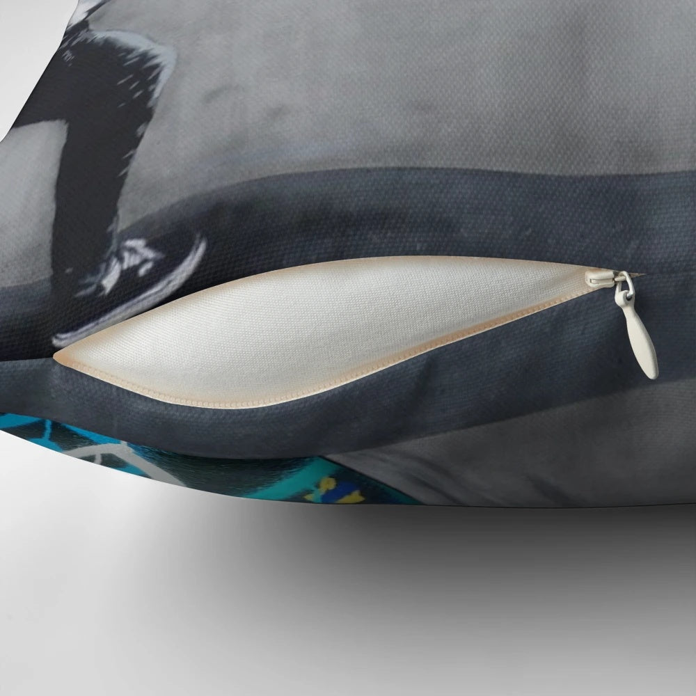 Graffiti hearts spray paint art pillow with a modern, thought-provoking design.