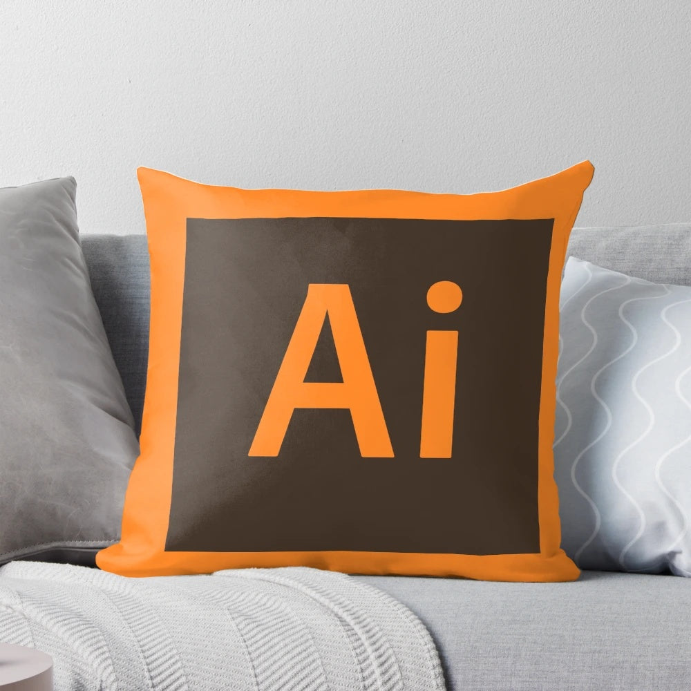 Decorative throw pillow featuring an illustration of Adobe Illustrator logo