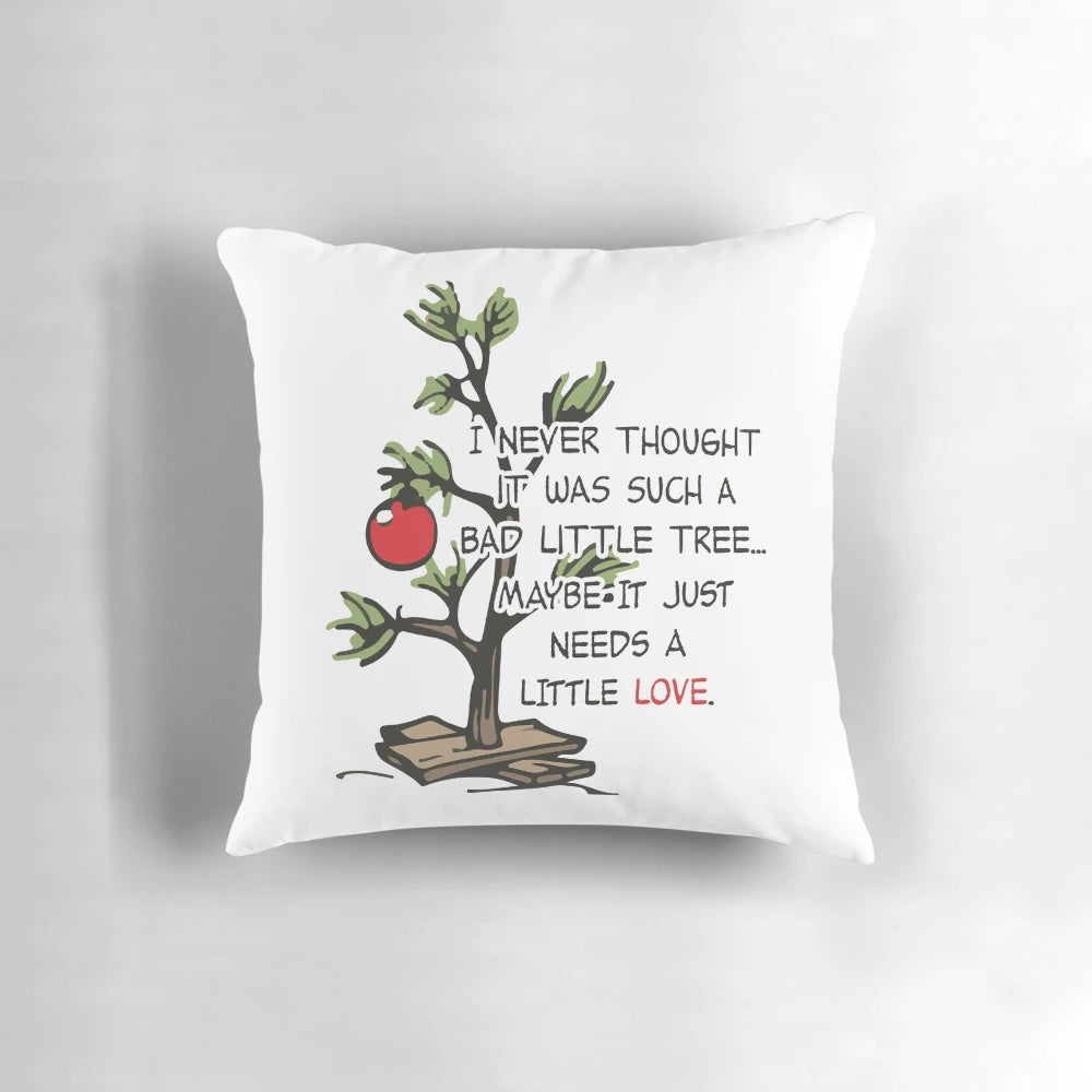 Graphic Love Shop Charlie Brown Christmas Tree Pillow with Red Ornaments