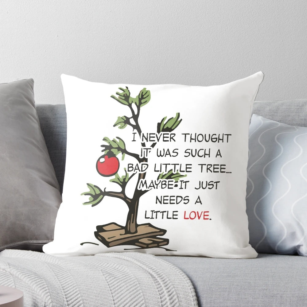 Graphic Love Shop Charlie Brown Christmas Tree Pillow with Red Ornaments
