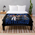 Graphic plush blanket featuring a design of Big Ange Postecoglou, the manager of Tottenham Hotspur