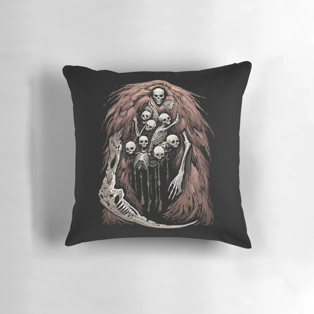 Dark Souls inspired Gravelord Nito pillow with a spooky skeleton and bone design