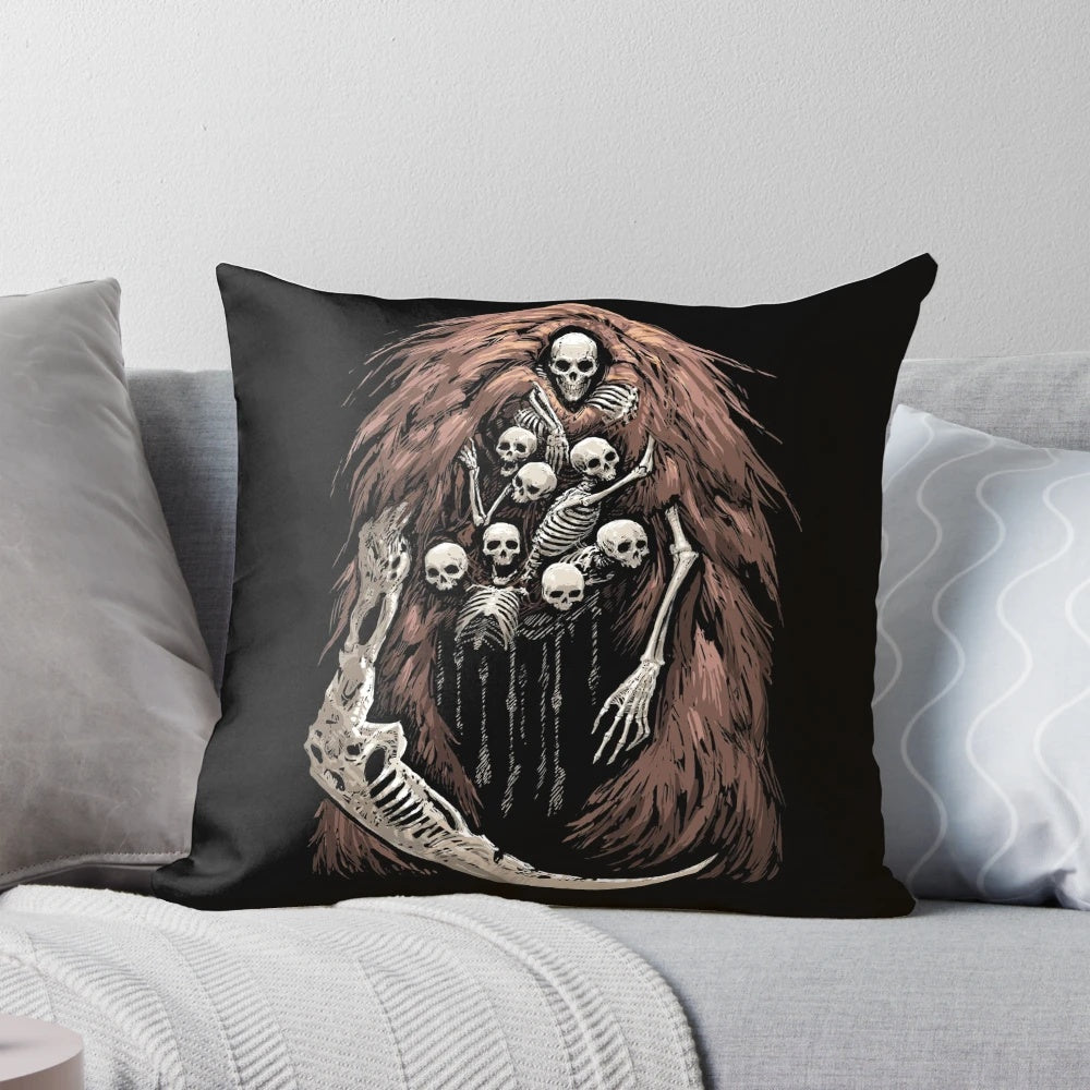 Dark Souls inspired Gravelord Nito pillow with a spooky skeleton and bone design
