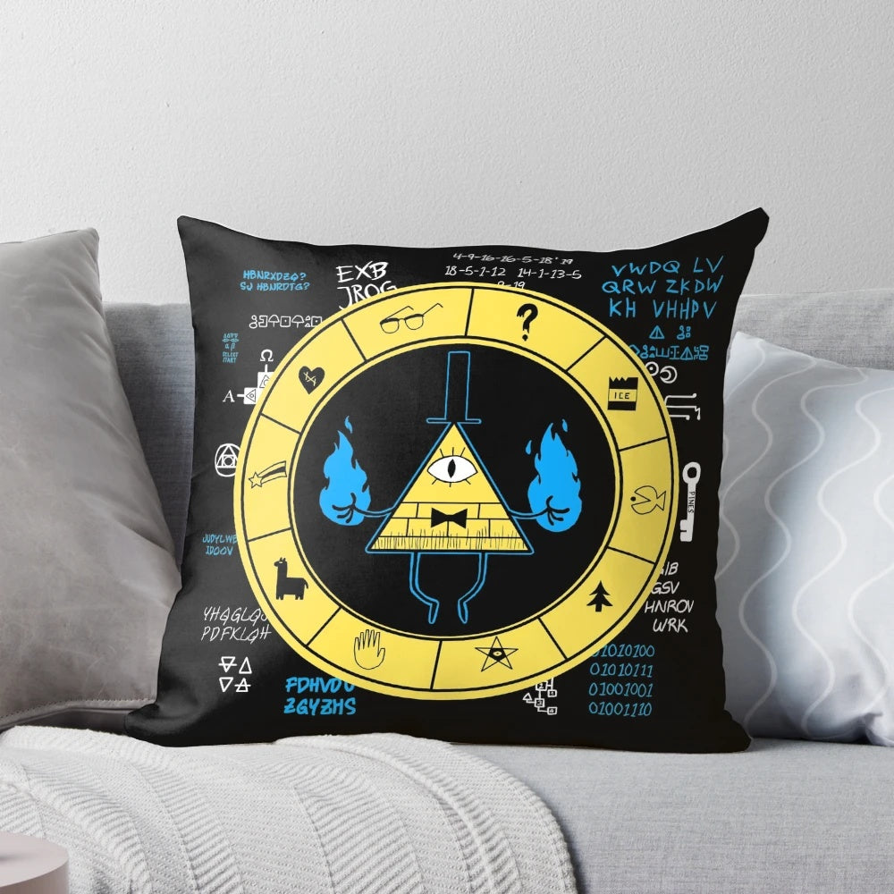 Gravity Falls Bill Cipher Zodiac Pillow featuring the iconic symbol from the popular TV show
