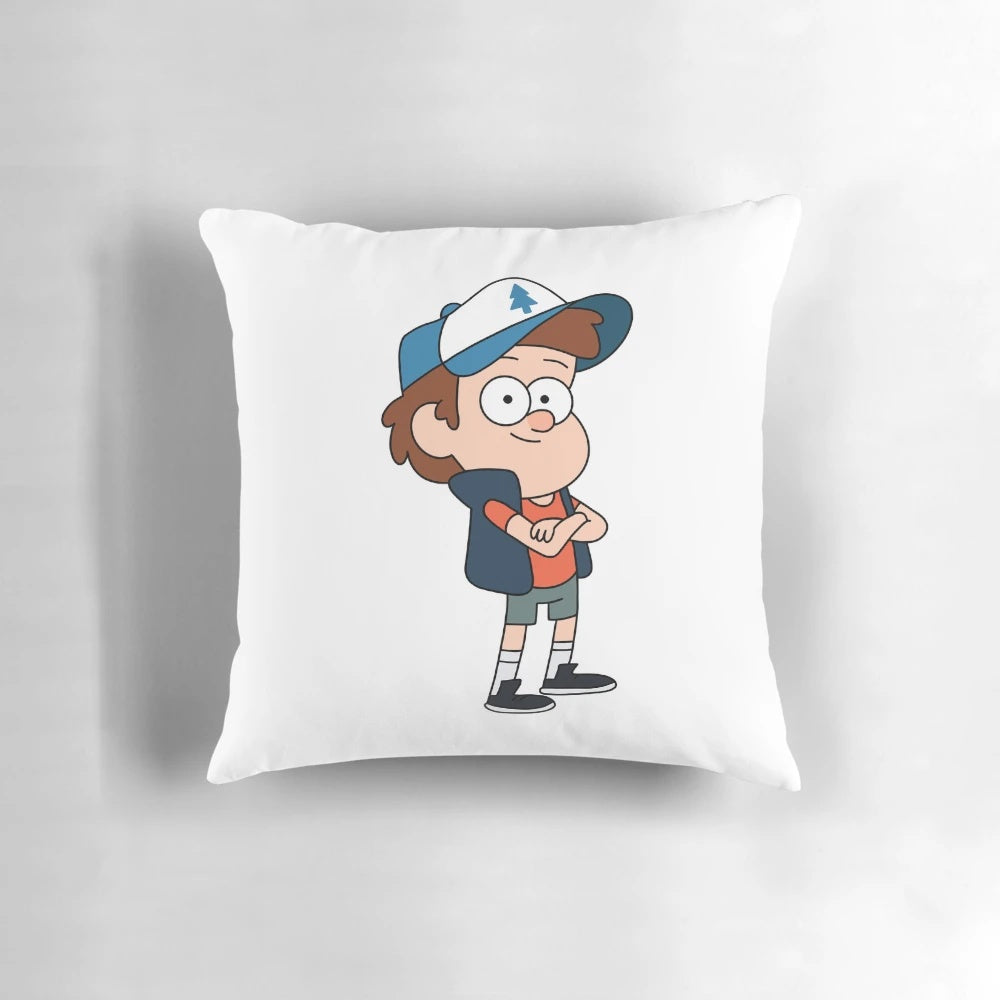 Dipper Pines from Gravity Falls decorative pillow featuring a digital redesign