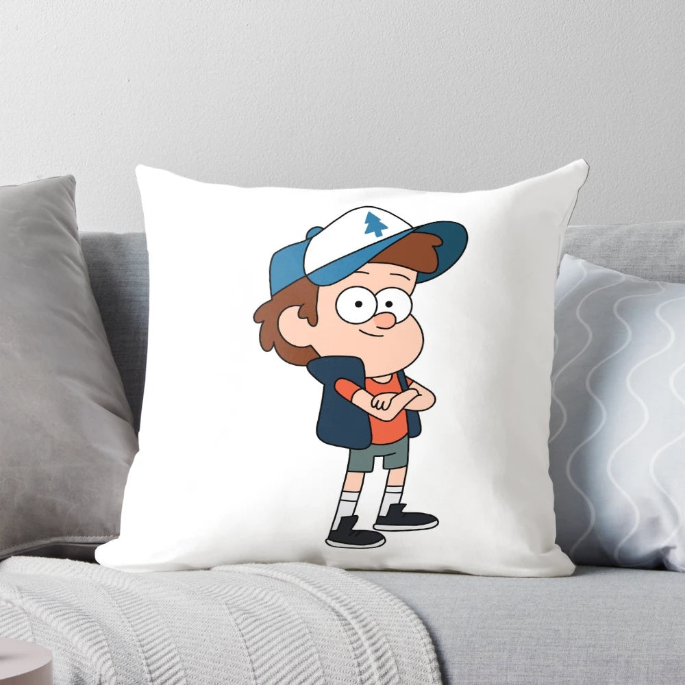 Dipper Pines from Gravity Falls decorative pillow featuring a digital redesign