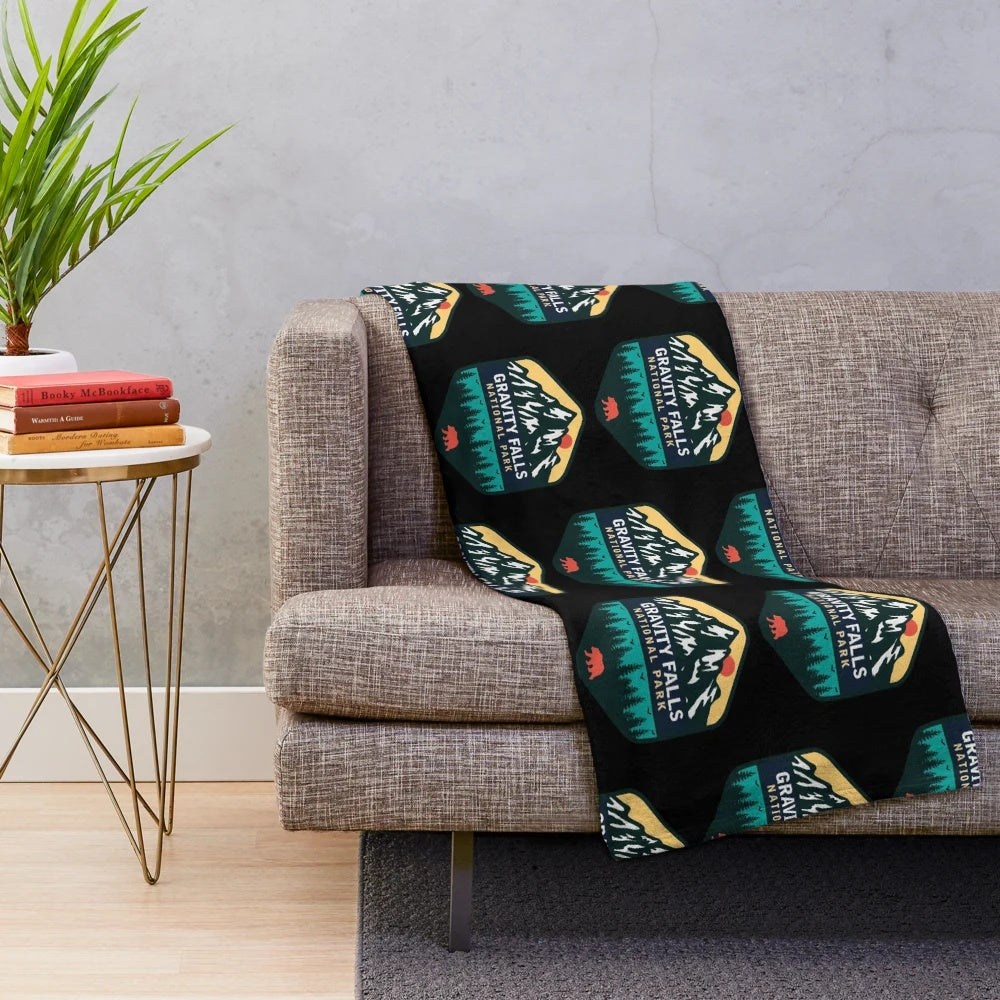 Gravity Falls inspired plush blanket featuring national park design