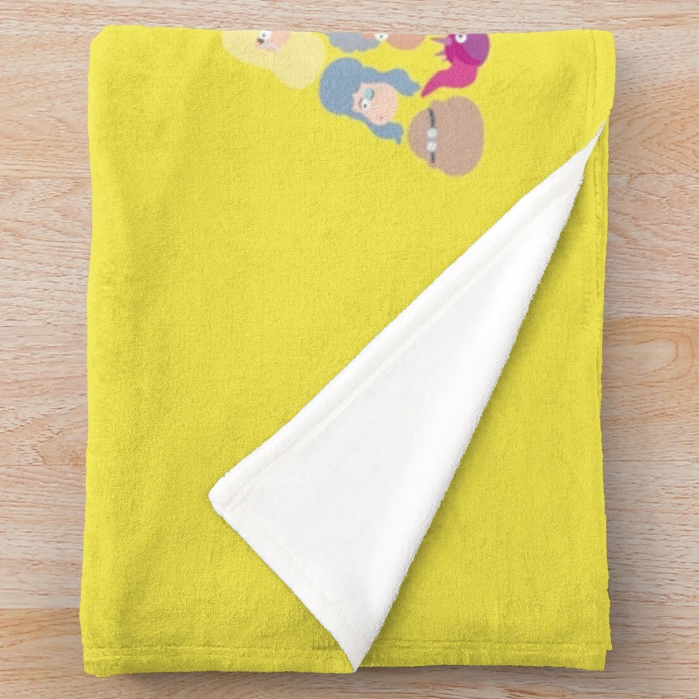 Gravity Falls inspired plush blanket featuring characters Dipper, Mabel, Stan, Ford, and Bill Cipher