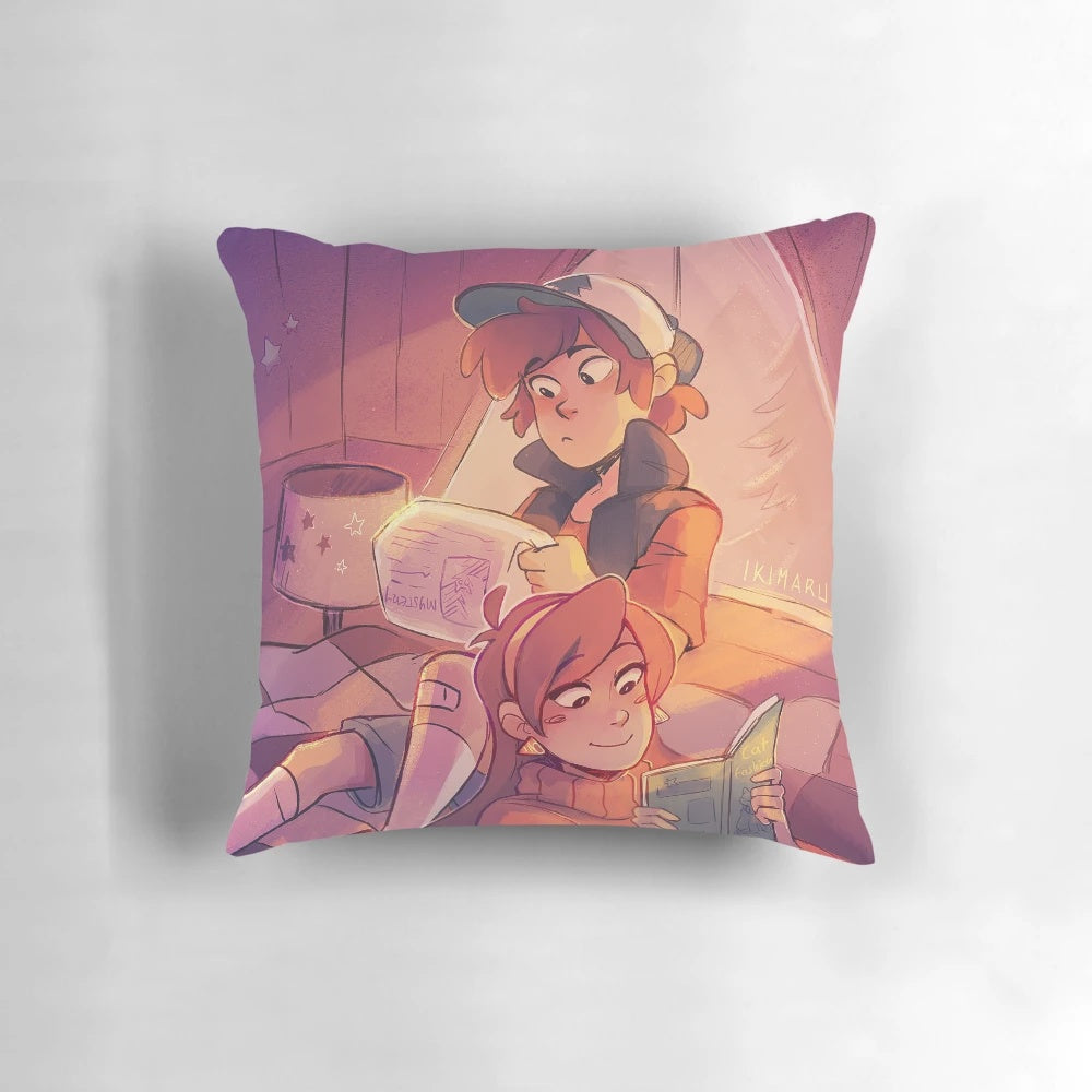 Gravity Falls inspired decorative pillow featuring a 'Somewhere in the Woods' design