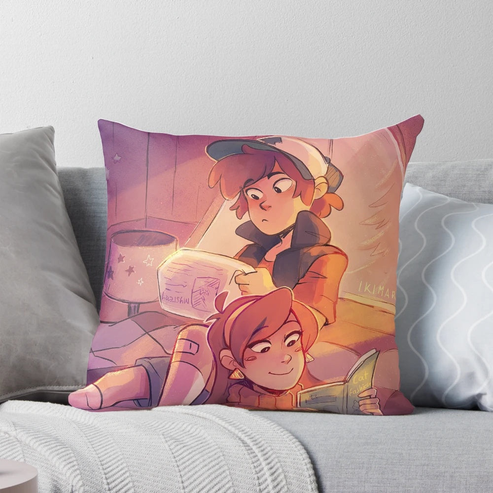 Gravity Falls inspired decorative pillow featuring a 'Somewhere in the Woods' design
