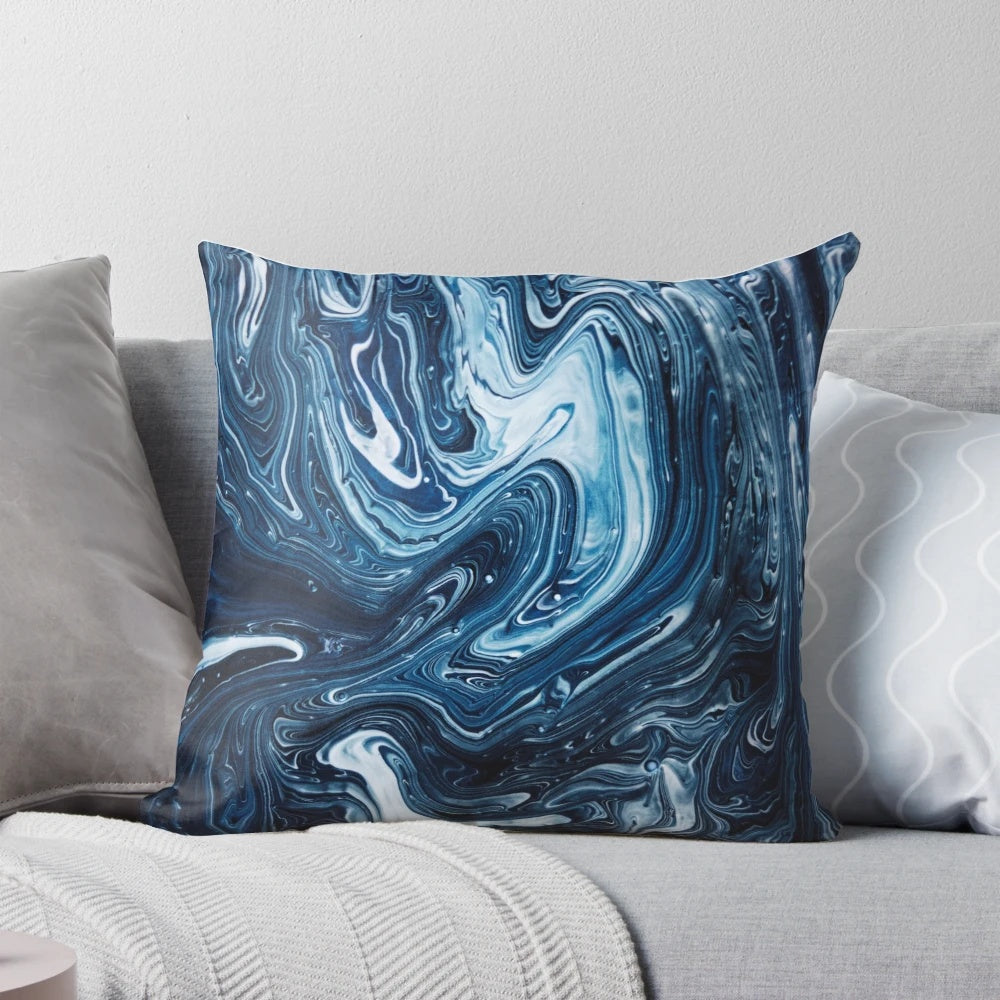 Gravity III modern abstract marble and swirl pattern decorative pillow