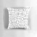 Gray and white pillow with horse bit design for equestrian-themed home decor