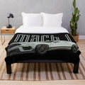 Gray plush blanket with Mach 1 Mustang GT 5.0L V8 performance car design