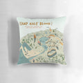 Graphic illustration pillow featuring a map of Camp Half-Blood from the Percy Jackson and Heroes of Olympus book series.