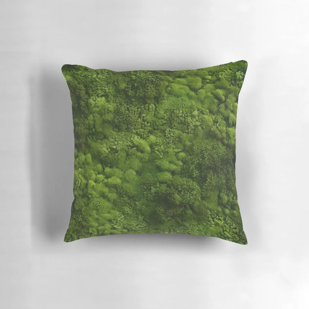 Green, textured moss pattern pillow for nature-inspired home decor