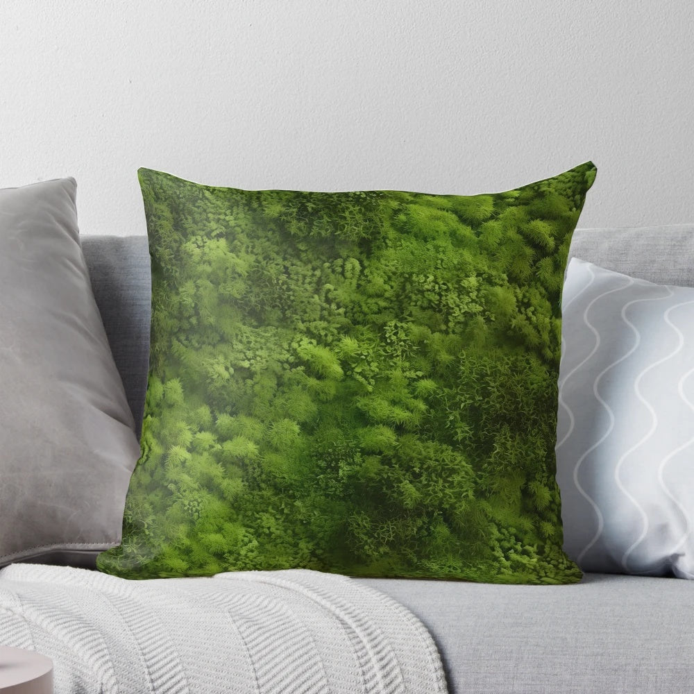 Green, textured moss pattern pillow for nature-inspired home decor