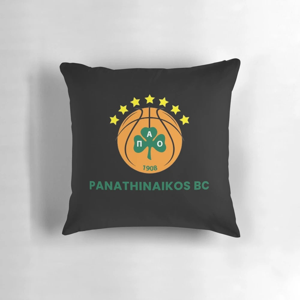 Green Panathinaikos BC basketball club pillow with 7 stars