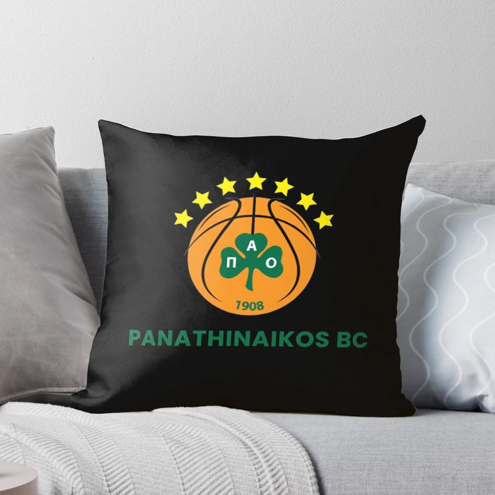 Green Panathinaikos BC basketball club pillow with 7 stars