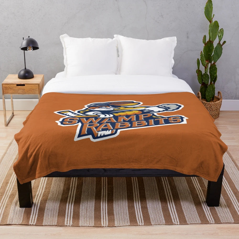 Greenville Swamp Rabbits plush blanket with team logo and colors