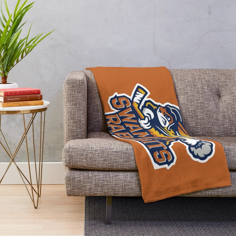 Greenville Swamp Rabbits plush blanket with team logo and colors