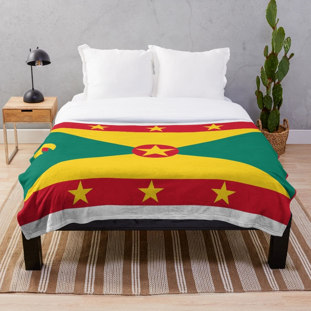 Grenada flag inspired plush blanket for patriotic Caribbean decor