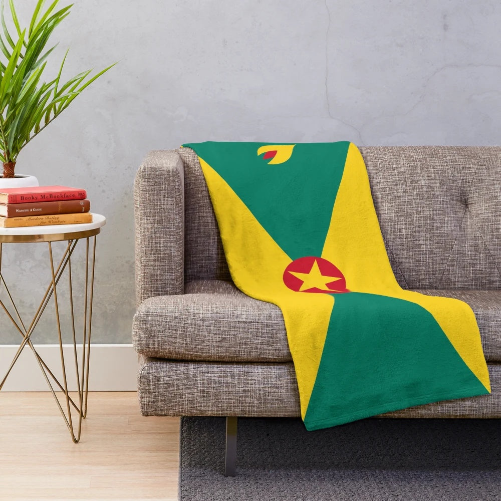 Grenada flag inspired plush blanket for patriotic Caribbean decor