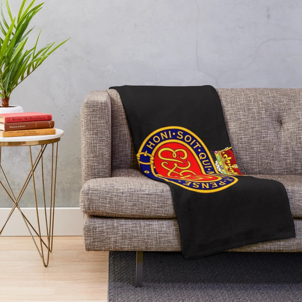 Grenadier Guards-inspired plush blanket with military insignia design