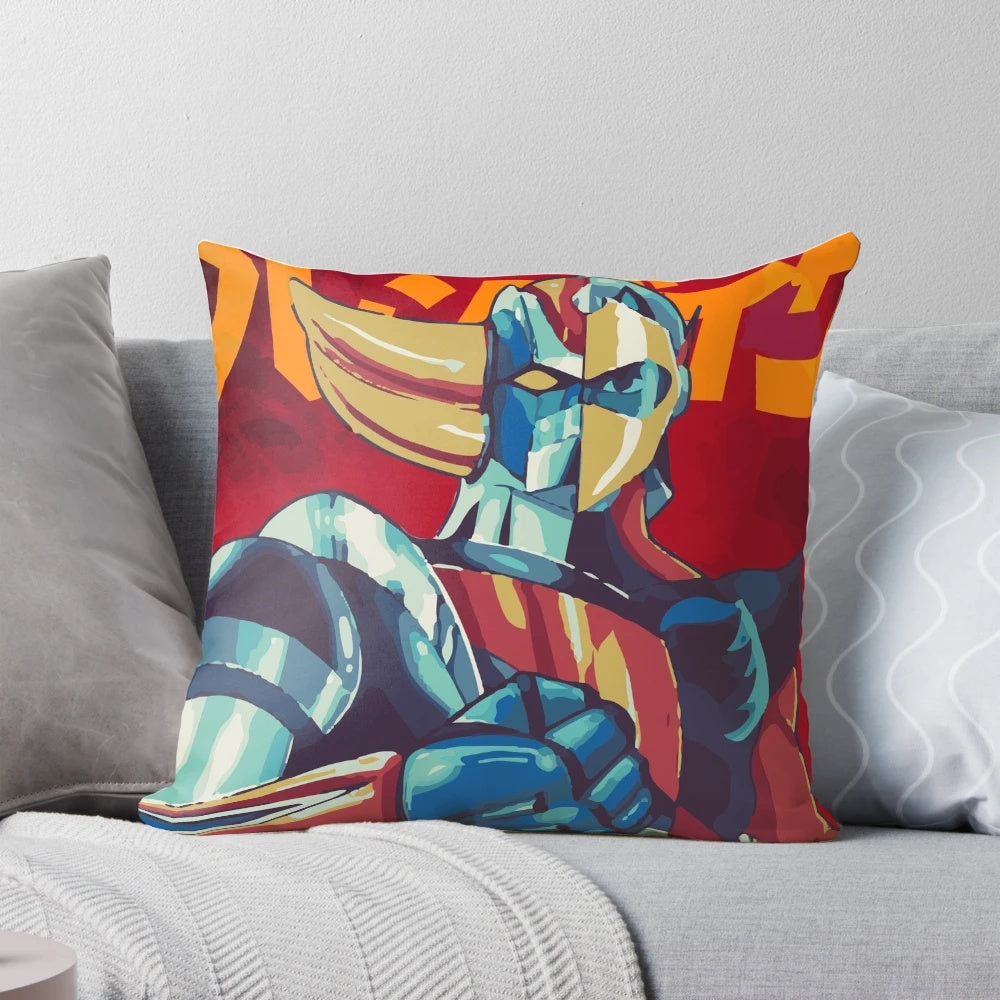 Grendizer-themed decorative pillow featuring the character Duke Fleed from the classic mecha anime series.
