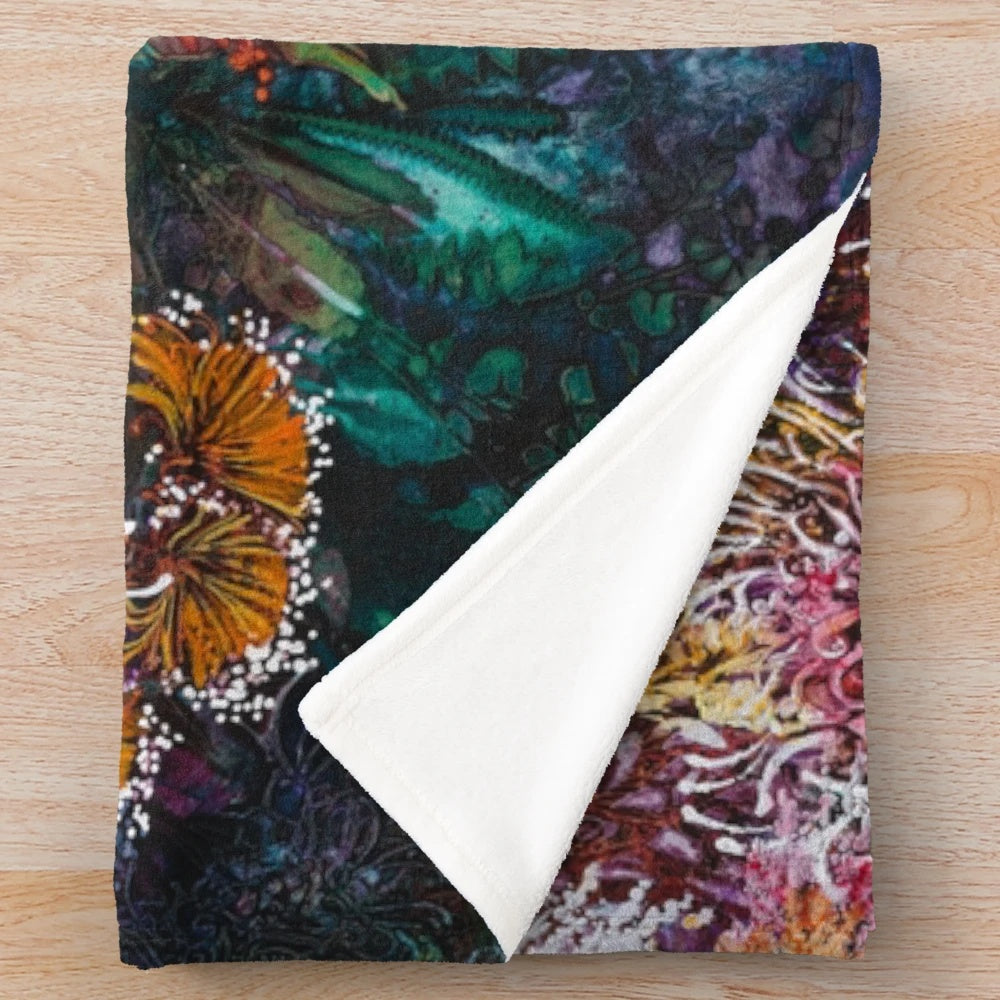 Grevillea inspired plush blanket with Australian native flowers
