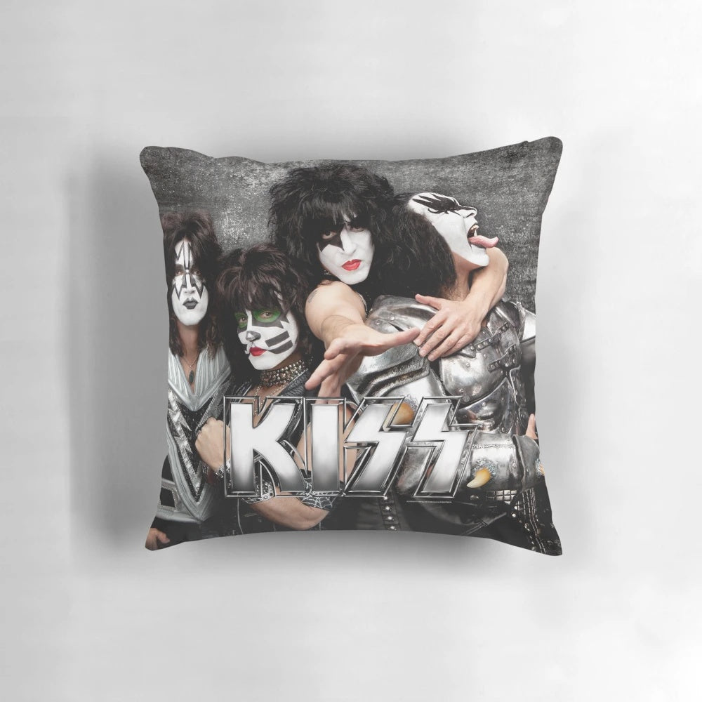 Grey KISS close-up pillow with fan-made KISS artwork design