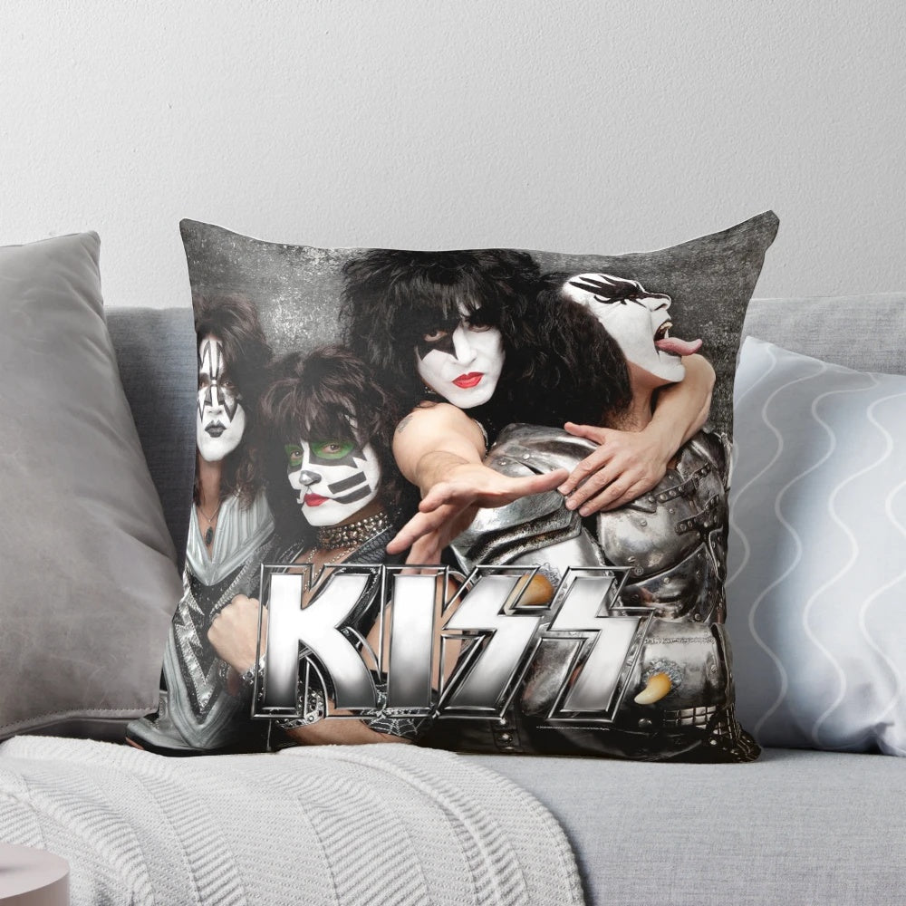 Grey KISS close-up pillow with fan-made KISS artwork design